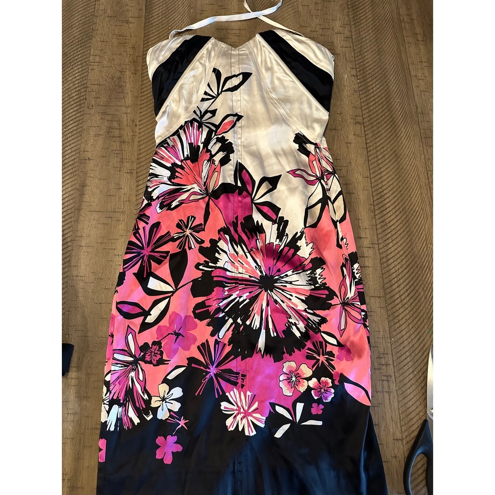 VTG Bebe Y2K Silk Floral‎ Halter Dress - XXS Bustier Style Cocktail